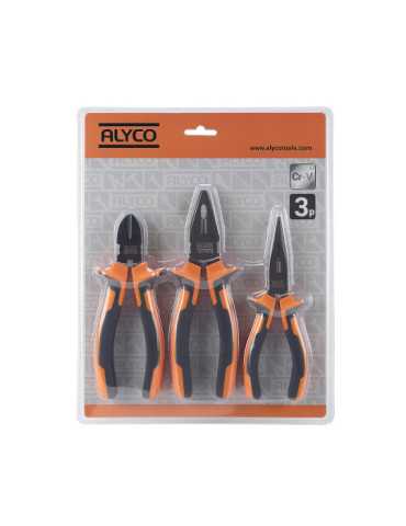 Juego de 3 alicates teflonados en blister ALYCO ORANGE