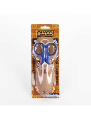 Kit de tijeras y cuchillo para electricista en funda de cuero ALYCO 2