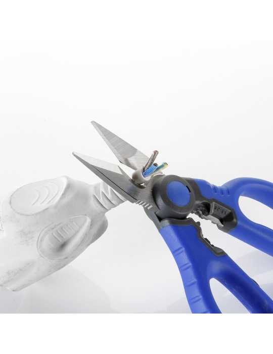 Tijera inoxidable para electricista reforzada multiuso con funda 160 mm ALYCO