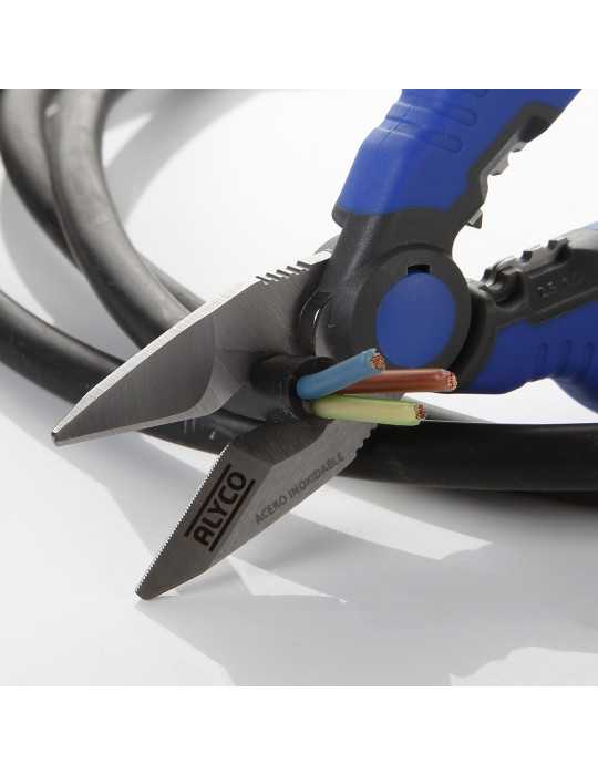 Tijera inoxidable para electricista reforzada multiuso con funda 160 mm ALYCO