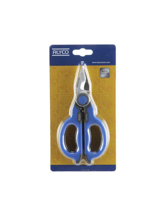 Tijera inoxidable para electricista reforzada multiuso con funda 160 mm ALYCO