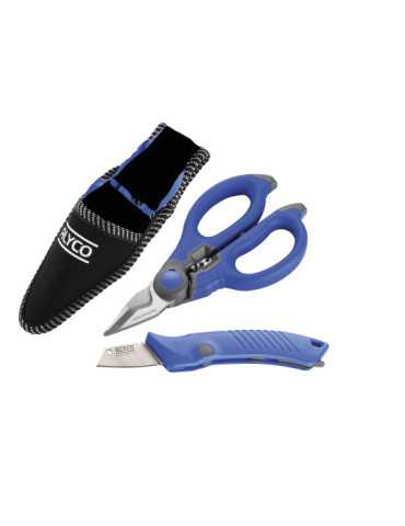 Kit de electricista con tijera y cuchillo pelacables en bolsa de nylon ALYCO