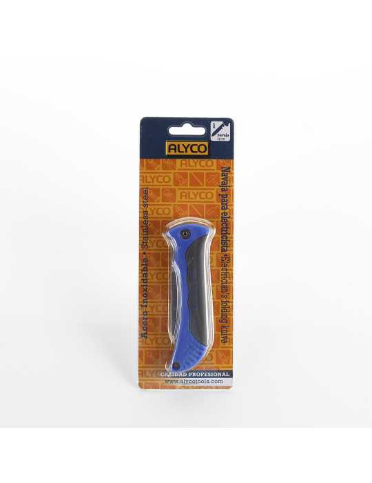 Navaja inoxidable para electricista con mango bicomponente y filo de 65 mm ALYCO