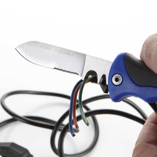 Navaja inoxidable para electricista con mango bicomponente y filo de 65 mm ALYCO
