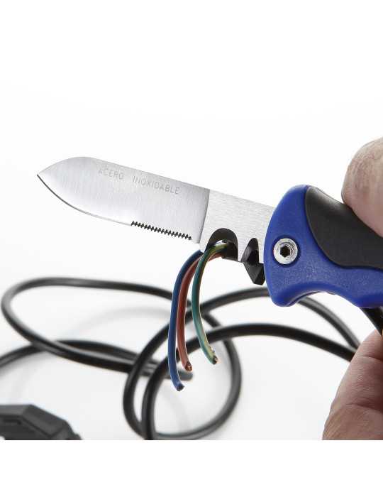 Navaja inoxidable para electricista con mango bicomponente y filo de 65 mm ALYCO