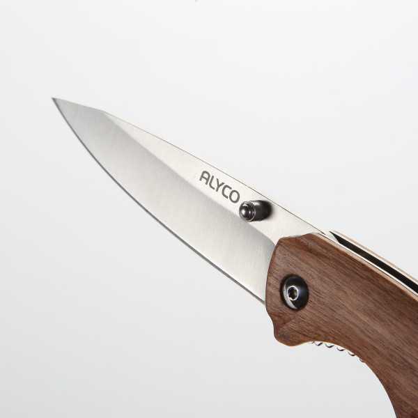 Navaja con filo de 82 mm y mango de madera ALYCO