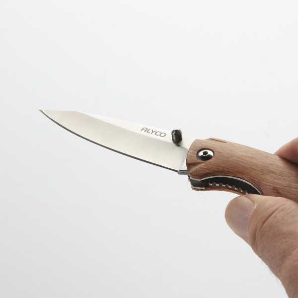 Navaja con filo de 82 mm y mango de madera ALYCO