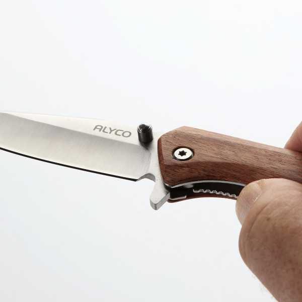 Navaja con filo de 85 mm y mango de madera ALYCO