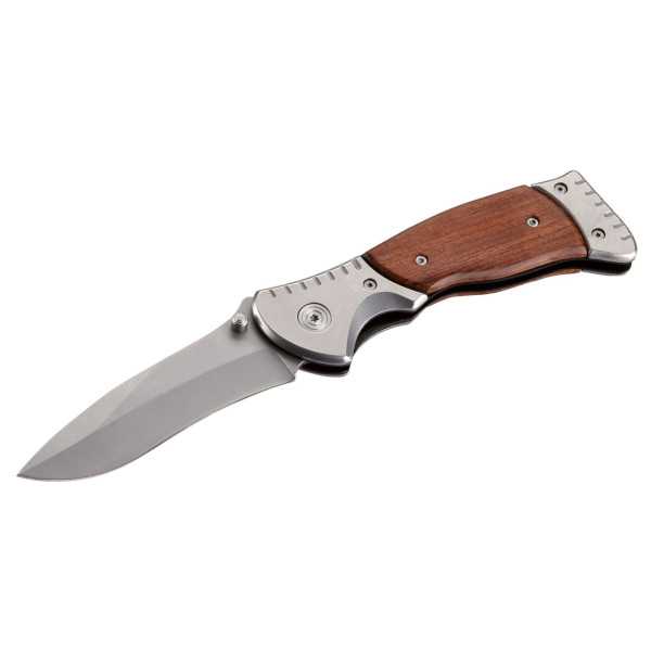 Navaja de acero inoxidable de 85 mm con mango de madera y bolsa de nylon ALYCO