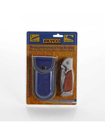 Navaja de acero inoxidable de 85 mm con mango de madera y bolsa de nylon ALYCO 2