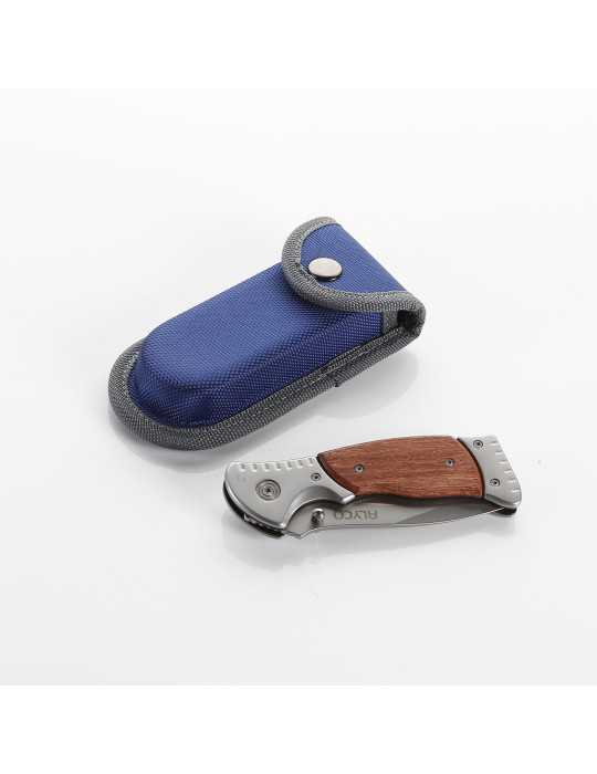 Navaja de acero inoxidable de 85 mm con mango de madera y bolsa de nylon ALYCO