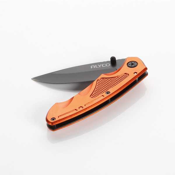 Navaja inoxidable con mango de aluminio y filo de 85 mm ALYCO ORANGE