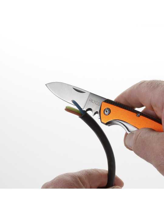 Navaja inoxidable para electricista con mango de aluminio ALYCO ORANGE