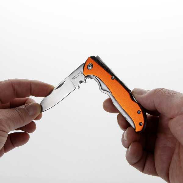 Navaja inoxidable para electricista con mango de aluminio ALYCO ORANGE