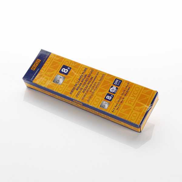 Juego de 8 llaves fijas de 2 bocas abiertas 6x7-20x22 mm en bolsa de nylon ALYCO