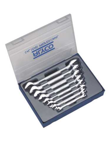 Juego de 8 llaves fijas de 2 bocas abiertas 6x7-20x22 mm en módulo ALYCO