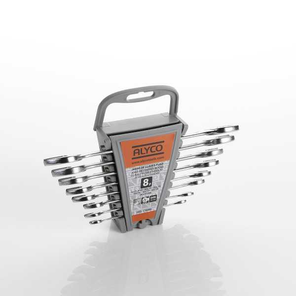 Juego de 8 llaves fijas de 2 bocas en soporte de plástico ALYCO ORANGE