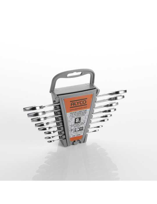 Juego de 8 llaves fijas de 2 bocas en soporte de plástico ALYCO ORANGE