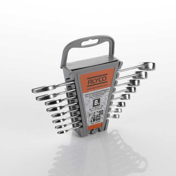 Juego de 8 llaves combinadas en soporte de plástico ALYCO ORANGE