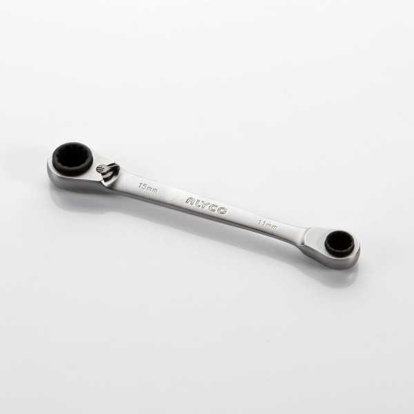 Llave de doble estrella con carraca reversible 4 en 1 8x10-12x13 mm ALYCO