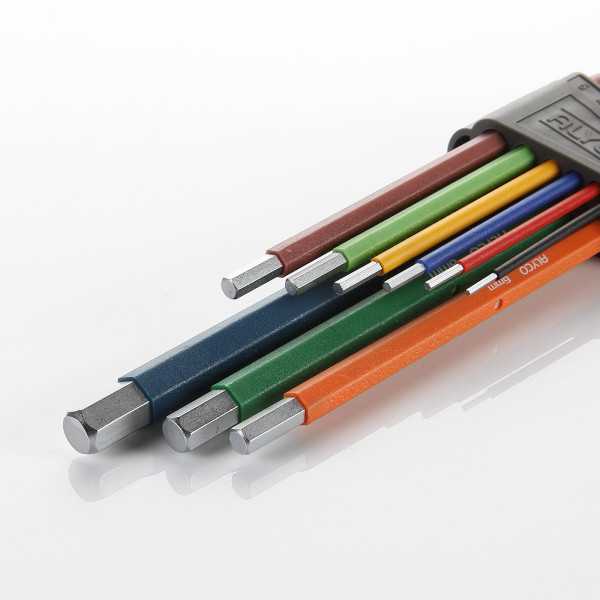 Juego de 9 llaves Allen hexagonales extralargas multicolor ALYCO