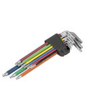 Juego de 9 llaves Torx inviolables extralargas multicolor ALYCO