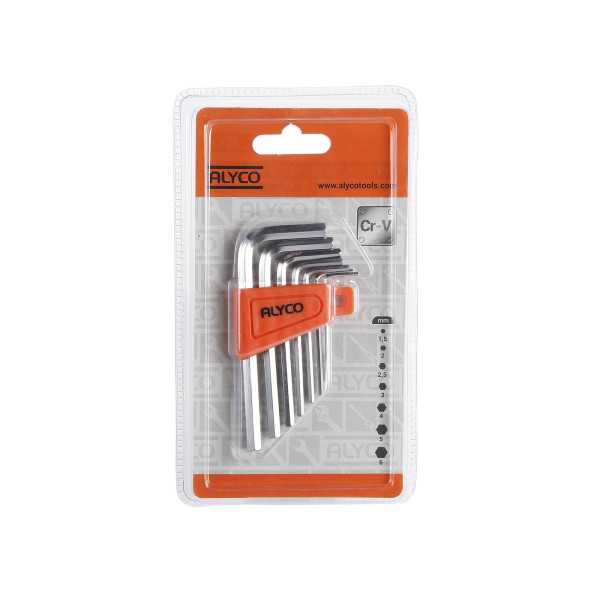 Juego de 7 llaves Allen acodadas en soporte plástico ALYCO ORANGE