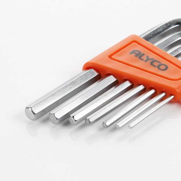Juego de 7 llaves Allen acodadas en soporte plástico ALYCO ORANGE