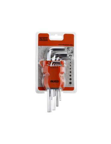 Juego de 9 llaves Allen acodadas en soporte plástico ALYCO ORANGE