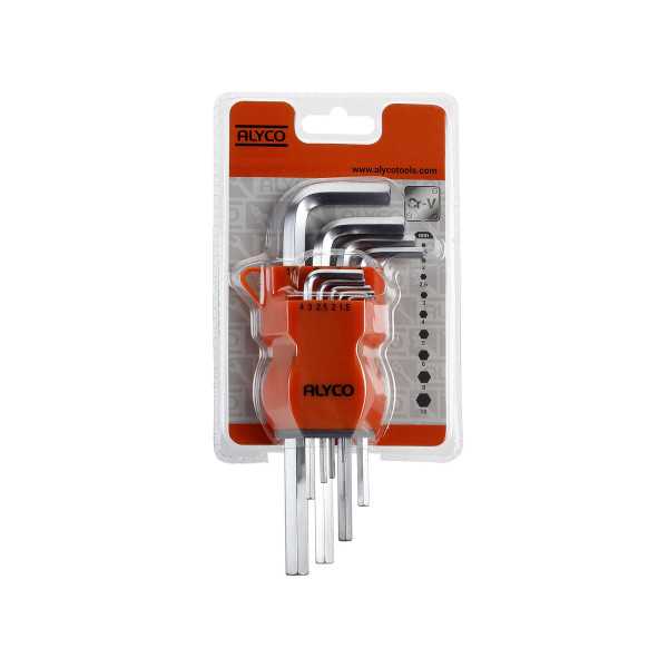 Juego de 9 llaves Allen acodadas en soporte plástico ALYCO ORANGE