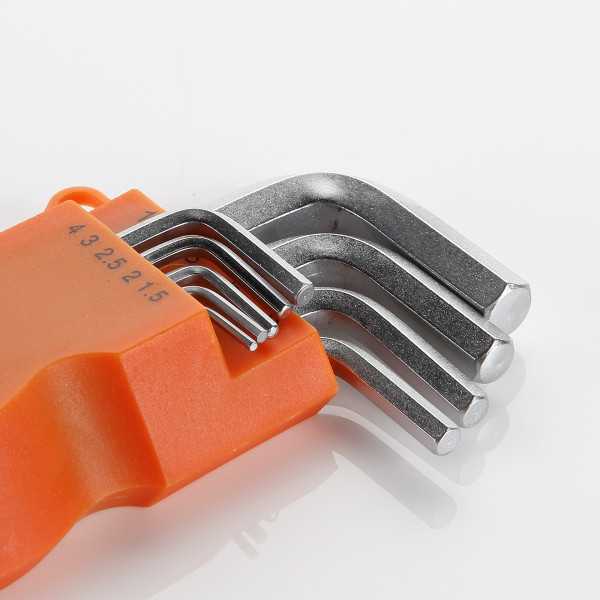 Juego de 9 llaves Allen acodadas en soporte plástico ALYCO ORANGE