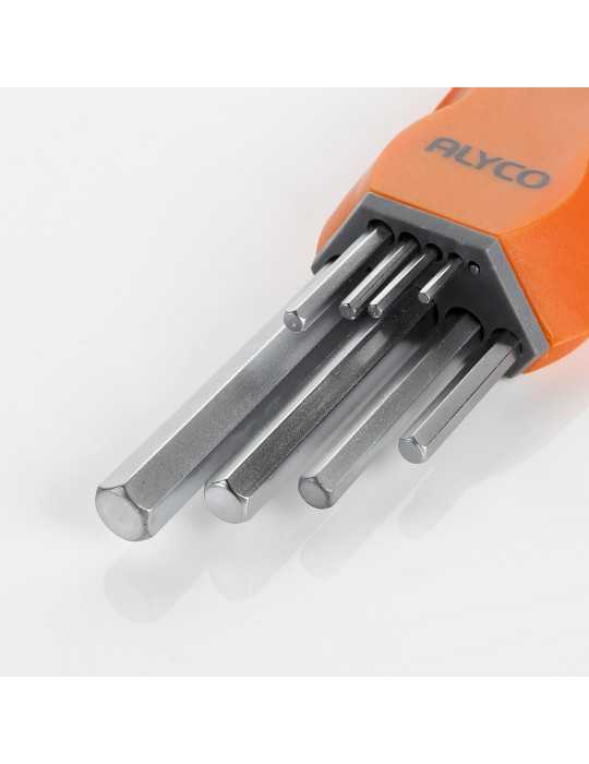 Juego de 9 llaves Allen acodadas en soporte plástico ALYCO ORANGE