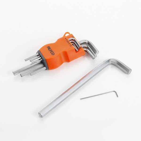 Juego de 9 llaves Allen acodadas en soporte plástico ALYCO ORANGE