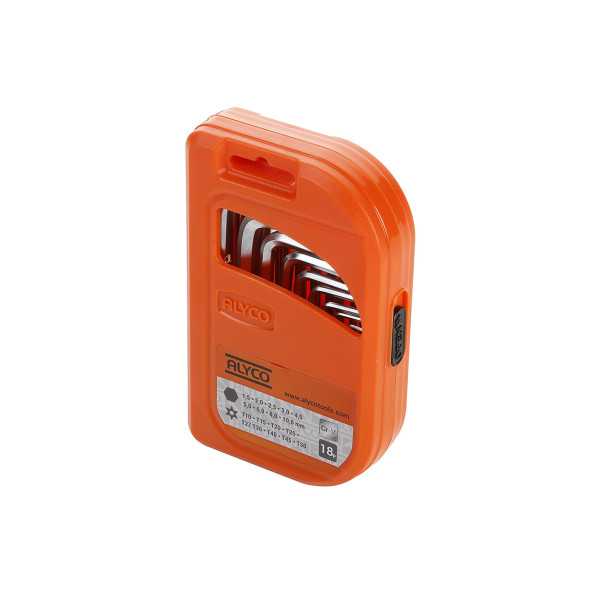 Juego combinado de llaves Allen y Torx inviolable en estuche plástico ALYCO ORANGE