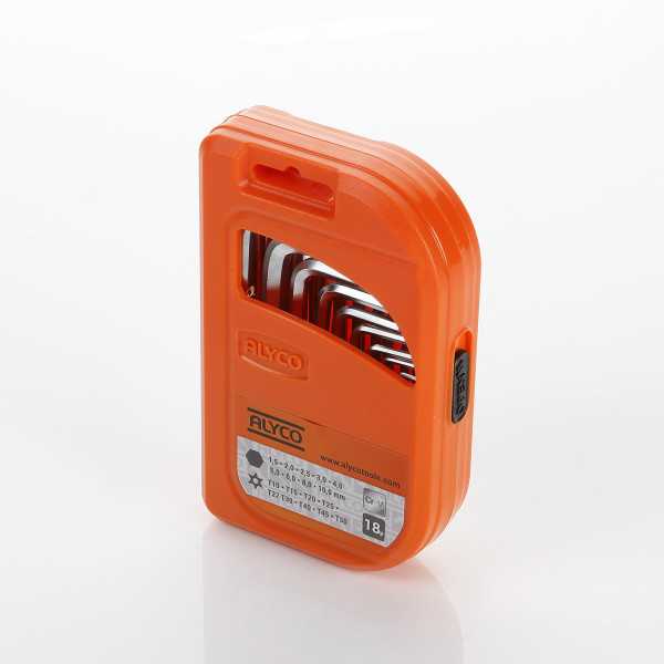 Juego combinado de llaves Allen y Torx inviolable en estuche plástico ALYCO ORANGE