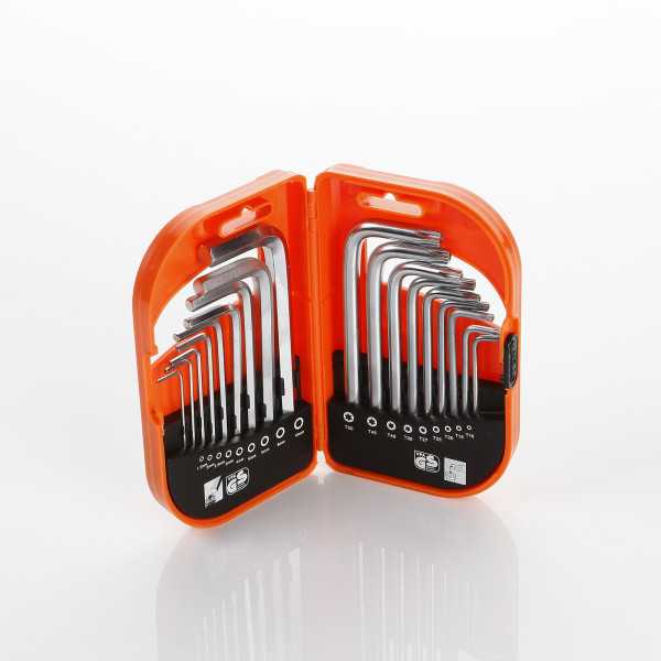 Juego combinado de llaves Allen y Torx inviolable en estuche plástico ALYCO ORANGE