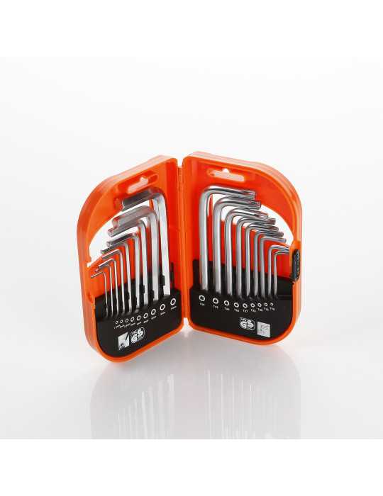 Juego combinado de llaves Allen y Torx inviolable en estuche plástico ALYCO ORANGE