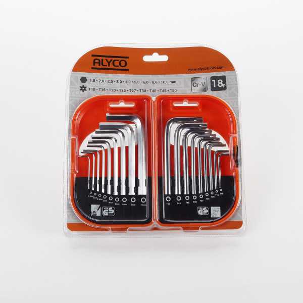 Juego combinado de llaves Allen y Torx inviolable en estuche plástico ALYCO ORANGE