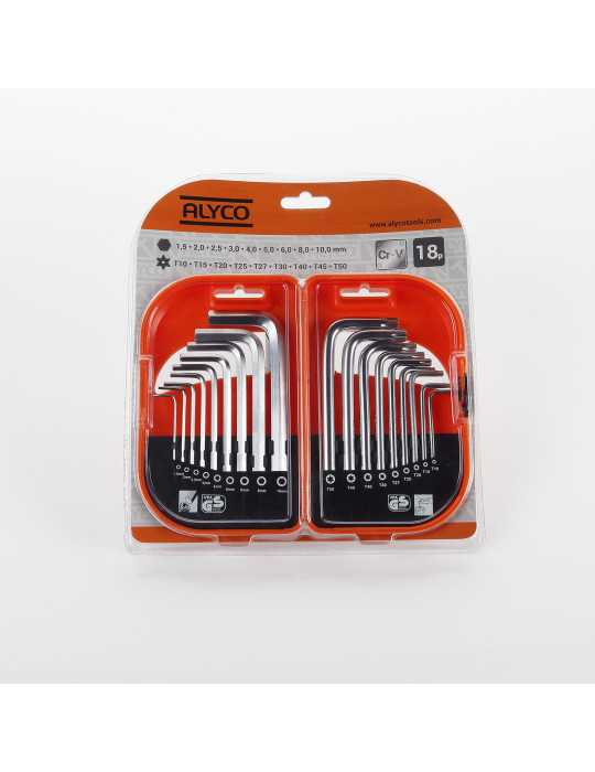 Juego combinado de llaves Allen y Torx inviolable en estuche plástico ALYCO ORANGE
