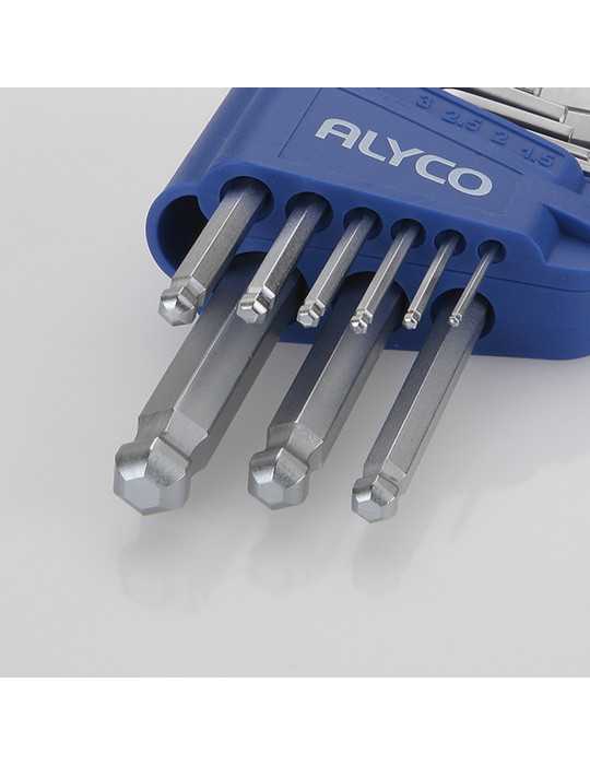 Juego de 9 llaves Allen de bola 1,5-10 mm en soporte plástico ALYCO