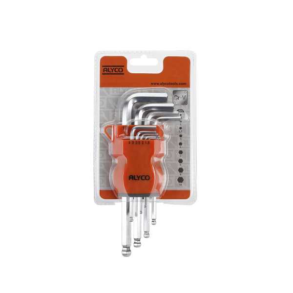 Juego de 9 llaves Allen de bola en soporte plástico ALYCO ORANGE