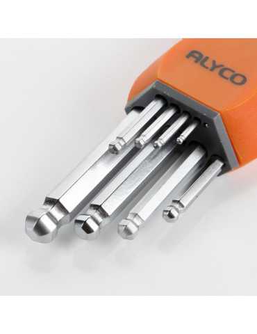 Juego de 9 llaves Allen de bola en soporte plástico ALYCO ORANGE 2