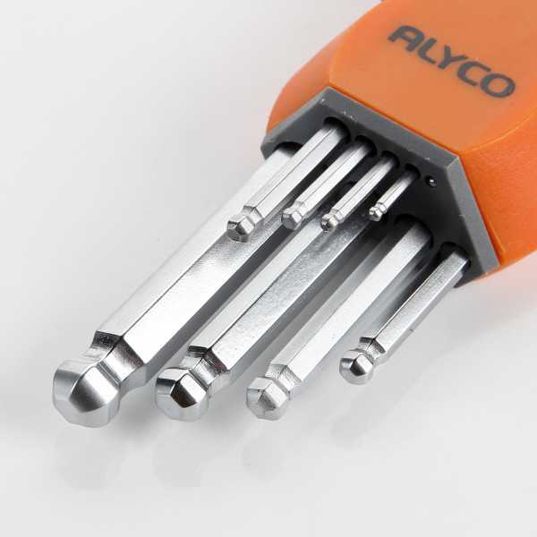 Juego de 9 llaves Allen de bola en soporte plástico ALYCO ORANGE
