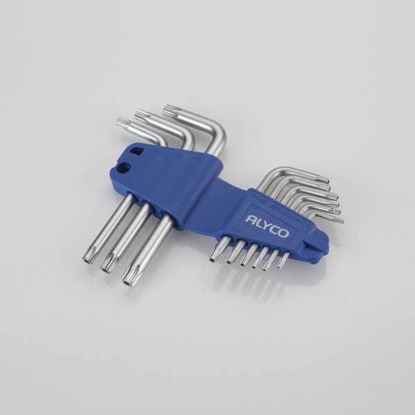 Juego de 9 llaves Torx inviolables T10-T50 en soporte plástico ALYCO