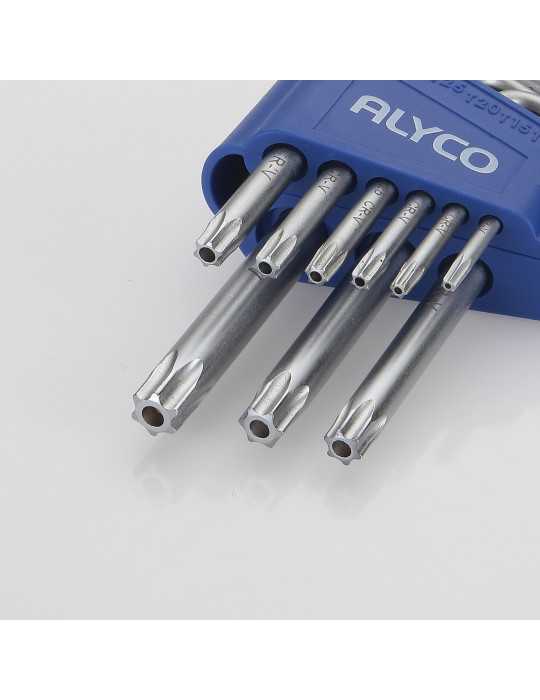 Juego de 9 llaves Torx inviolables T10-T50 en soporte plástico ALYCO