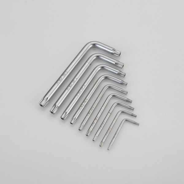 Juego de 9 llaves Torx inviolables T10-T50 en soporte plástico ALYCO