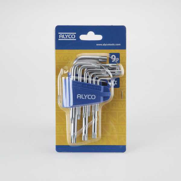 Juego de 9 llaves Torx inviolables T10-T50 en soporte plástico ALYCO