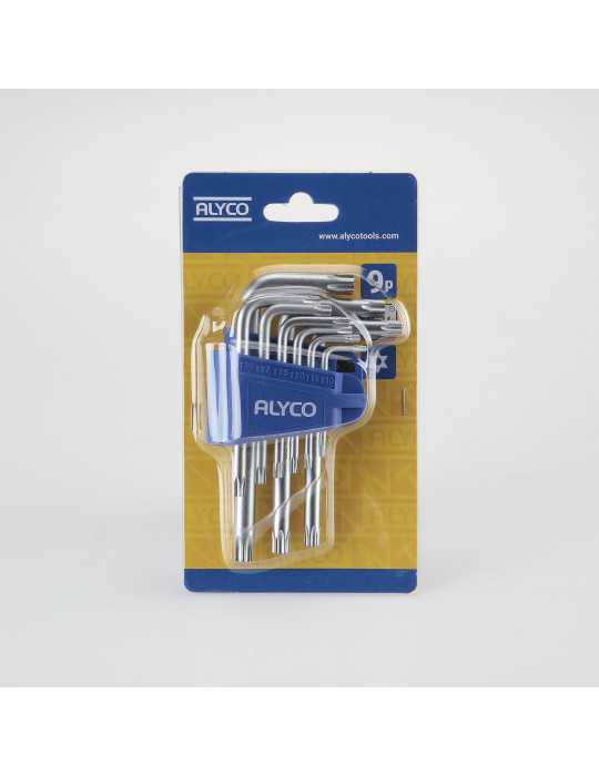 Juego de 9 llaves Torx inviolables T10-T50 en soporte plástico ALYCO