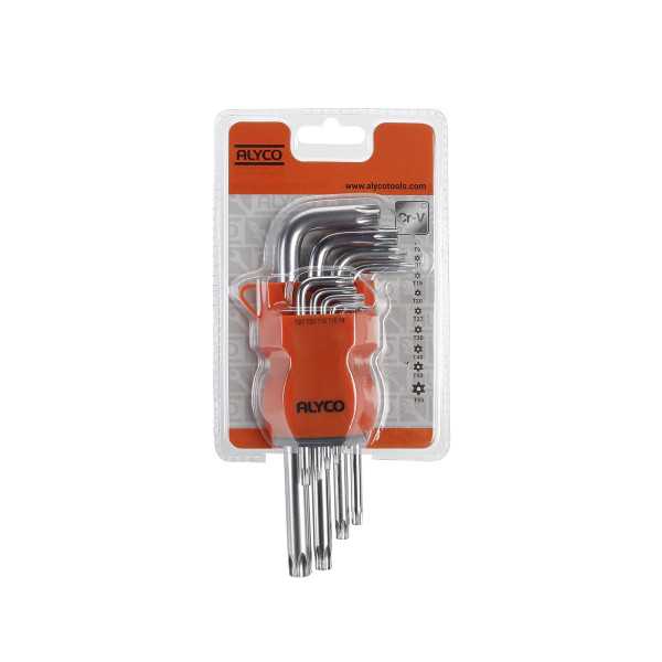 Juego de 9 llaves Torx inviolables en soporte plástico ALYCO ORANGE