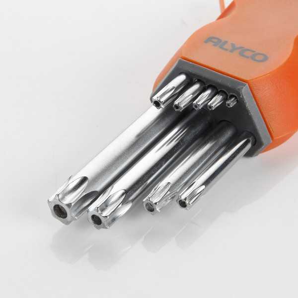 Juego de 9 llaves Torx inviolables en soporte plástico ALYCO ORANGE